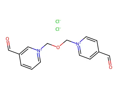Pyridinium, 3,4'-diformyl-1,1'-(oxydimethylene)di-, dichloride structure
