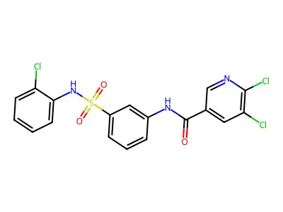 5,6-dichloro-N-{3-[(2-chlorophenyl)sulfamoyl]phenyl}pyridine-3-carboxamide structure