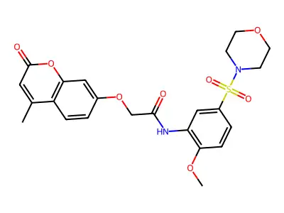 N-(2-methoxy-5-morpholin-4-ylsulfonylphenyl)-2-(4-methyl-2-oxochromen-7-yl)oxyacetamide structure