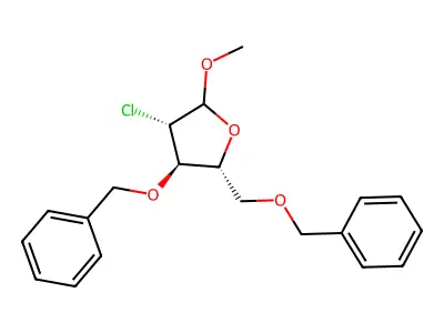 methyl-3,5-di-O-benzyl-2-chloro-2-deoxy-D-arabinofuranoside structure