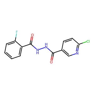 6-chloro-N'-(2-fluorobenzoyl)pyridine-3-carbohydrazide structure