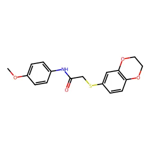2-(2,3-dihydro-1,4-benzodioxin-6-ylsulfanyl)-N-(4-methoxyphenyl)acetamide structure
