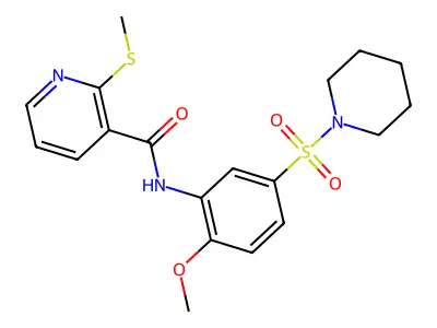 N-(2-Methoxy-5-(piperidin-1-ylsulfonyl)phenyl)-2-(methylthio)nicotinamide structure