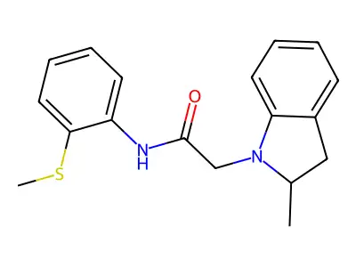 2-(2-methyl-2,3-dihydroindol-1-yl)-N-(2-methylsulfanylphenyl)acetamide structure