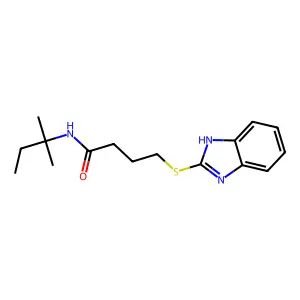 4-(1H-benzimidazol-2-ylsulfanyl)-N-(2-methylbutan-2-yl)butanamide structure