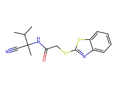 2-(Benzo[d]thiazol-2-ylthio)-N-(2-cyano-3-methylbutan-2-yl)acetamide structure