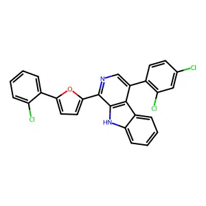 1-[5-(2-chlorophenyl)furan-2-yl]-4-(2,4-dichlorophenyl)-9H-pyrido[3,4-b]indole structure