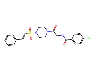 4-chloro-N-{2-oxo-2-[4-(2-phenylethenesulfonyl)piperazin-1-yl]ethyl}benzamide structure