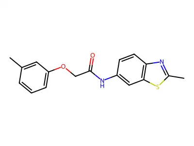 N-(2-methyl-1,3-benzothiazol-6-yl)-2-(3-methylphenoxy)acetamide structure