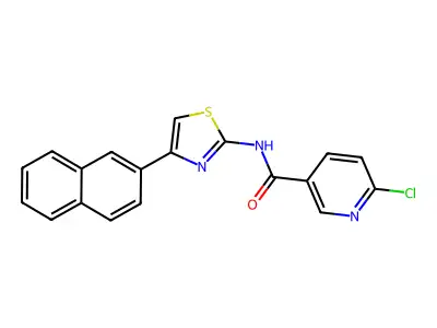 6-chloro-N-[4-(naphthalen-2-yl)-1,3-thiazol-2-yl]pyridine-3-carboxamide structure