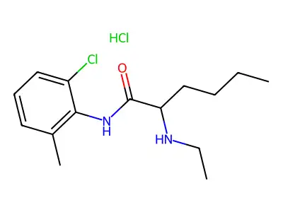 o-Hexanotoluidide, 6'-chloro-2-(ethylamino)-, hydrochloride structure