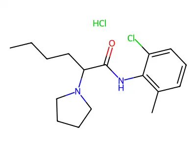 o-Hexanotoluidide, 6'-chloro-2-pyrrolidinyl-, hydrochloride structure
