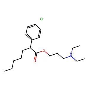 Heptanoic acid, 2-phenyl-, 3-(diethylamino)propyl ester, hydrochloride structure
