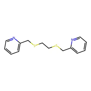 2,2'-[Ethane-1,2-diylbis(sulfanediylmethylene)]dipyridine structure