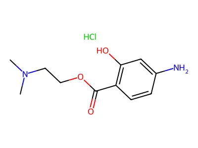 4-Amino-2-hydroxybenzoic acid, 2-(dimethylamino)ethyl ester, hydrochloride structure