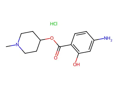 Salicylic acid, p-amino-, 1-methyl-4-piperidyl ester, hydrochloride structure