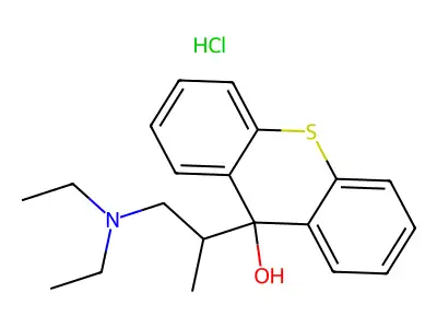 Thioxanthen-9-ol, 9-(1-(diethylamino)-2-propyl)-, hydrochloride structure