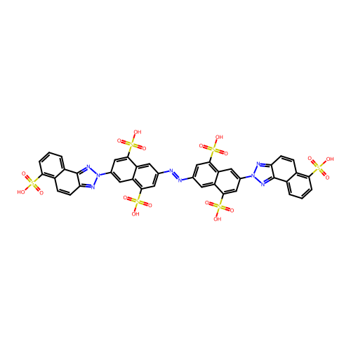 3,3'-Diazenediylbis[7-(6-sulfo-2H-naphtho[1,2-d][1,2,3]triazol-2-yl)naphthalene-1,5-disulfonic acid] structure