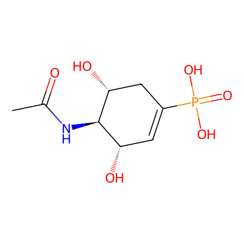 Phosphonic acid, [(3S,4S,5R)-4-(acetylamino)-3,5-dihydroxy-1-cyclohexen-1-yl]- structure