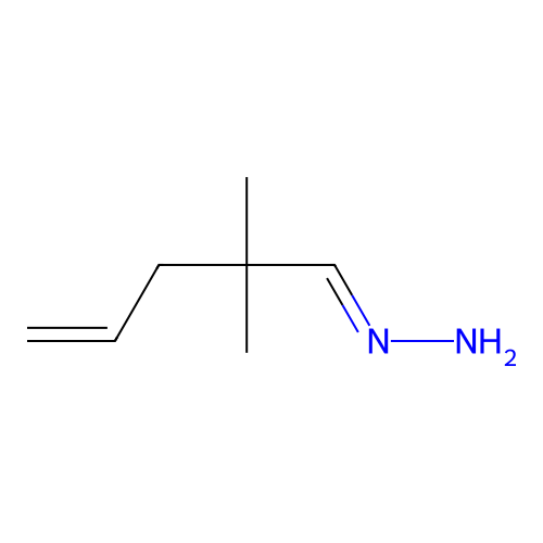 (E)-2,2-dimethylpent-4-enylidenehydrazine structure