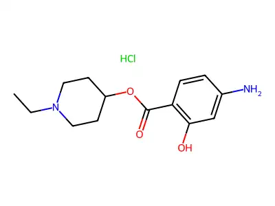 Salicylic acid, p-amino-, 1-ethyl-4-piperidyl ester, hydrochloride structure