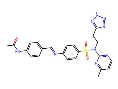 Acetamide, N-(4-(((4-(((4-methyl-2-pyrimidinyl)(2-(1H-tetrazol-5-yl)ethyl)amino)sulfonyl)phenyl)imino)methyl)phenyl)- structure