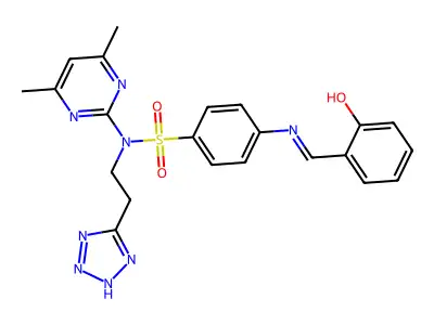 Benzenesulfonamide, N-(4,6-dimethyl-2-pyrimidinyl)-4-(((2-hydroxyphenyl)methylene)amino)-N-(2-(1H-tetrazol-5-yl)ethyl)- structure