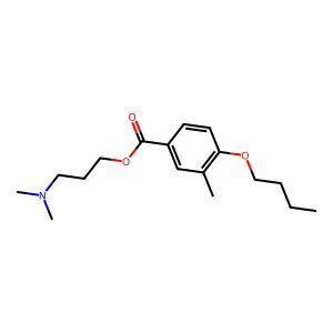 Benzoic acid, 4-butoxy-3-methyl-, 3-(dimethylamino)propyl ester structure