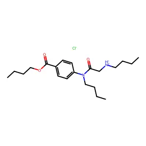 Benzoic acid, p-(N-butyl-2-(butylamino)acetamido)-, butyl ester, hydrochloride structure