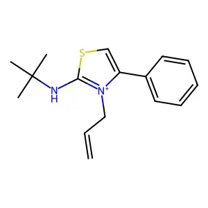 Thiazolium, 2-[(1,1-dimethylethyl)amino]-4-phenyl-3-(2-propen-1-yl)- structure