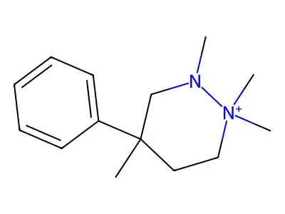 Hexahydro-1,1,2,4-tetramethyl-4-phenylpyridazinium structure