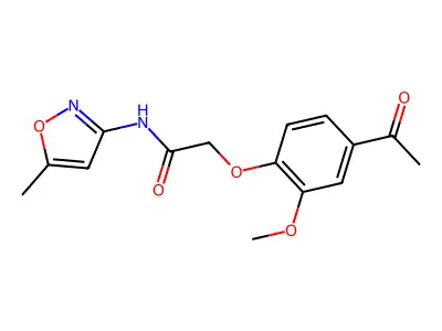 2-(4-acetyl-2-methoxyphenoxy)-N-(5-methyl-1,2-oxazol-3-yl)acetamide structure