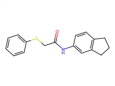 N-(2,3-dihydro-1H-inden-5-yl)-2-(phenylsulfanyl)acetamide structure