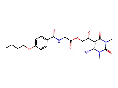[2-(4-amino-1,3-dimethyl-2,6-dioxopyrimidin-5-yl)-2-oxoethyl] 2-[(4-butoxybenzoyl)amino]acetate structure