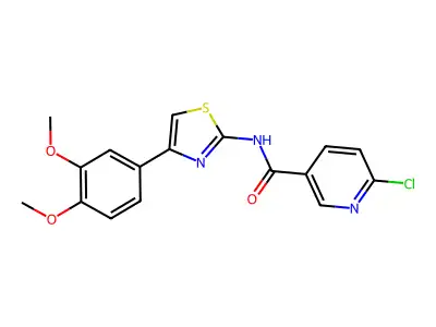 6-chloro-N-[4-(3,4-dimethoxyphenyl)-1,3-thiazol-2-yl]pyridine-3-carboxamide structure