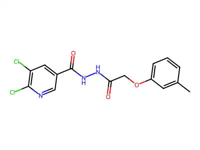5,6-dichloro-N'-[2-(3-methylphenoxy)acetyl]pyridine-3-carbohydrazide structure