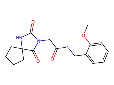 2-{2,4-dioxo-1,3-diazaspiro[4.4]nonan-3-yl}-N-[(2-methoxyphenyl)methyl]acetamide structure