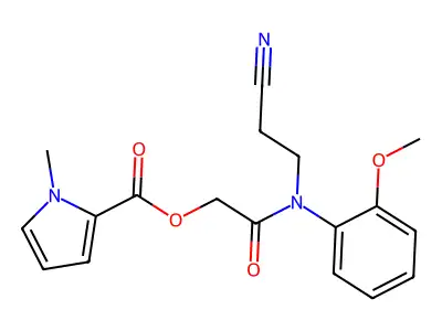 [2-[N-(2-cyanoethyl)-2-methoxyanilino]-2-oxoethyl] 1-methylpyrrole-2-carboxylate structure