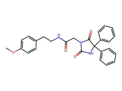 2-(2,5-dioxo-4,4-diphenylimidazolidin-1-yl)-N-[2-(4-methoxyphenyl)ethyl]acetamide structure