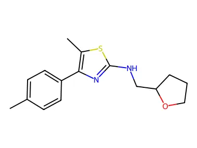 5-methyl-4-(4-methylphenyl)-N-(oxolan-2-ylmethyl)-1,3-thiazol-2-amine structure