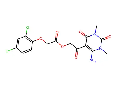 [2-(4-amino-1,3-dimethyl-2,6-dioxopyrimidin-5-yl)-2-oxoethyl] 2-(2,4-dichlorophenoxy)acetate structure