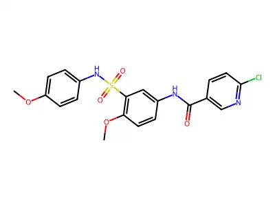 6-chloro-N-[4-methoxy-3-[(4-methoxyphenyl)sulfamoyl]phenyl]pyridine-3-carboxamide structure
