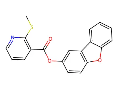 dibenzofuran-2-yl 2-methylsulfanylpyridine-3-carboxylate structure