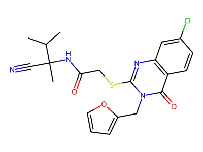 2-({7-chloro-3-[(furan-2-yl)methyl]-4-oxo-3,4-dihydroquinazolin-2-yl}sulfanyl)-N-(1-cyano-1,2-dimethylpropyl)acetamide structure