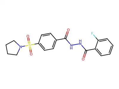2-fluoro-N'-(4-pyrrolidin-1-ylsulfonylbenzoyl)benzohydrazide structure