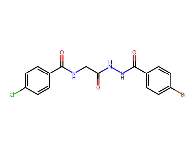 N-[2-[2-(4-bromobenzoyl)hydrazinyl]-2-oxoethyl]-4-chlorobenzamide structure