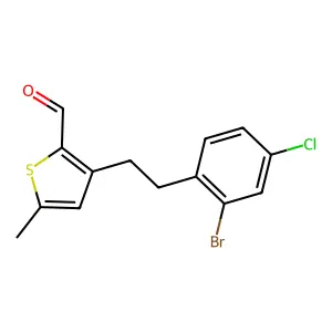 3-[2-(2-Bromo-4-chlorophenyl)ethyl]-5-methyl-2-thiophenecarbaldehyde structure