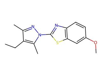 Benzothiazole, 2-(4-ethyl-3,5-dimethyl-1H-pyrazol-1-yl)-6-methoxy- structure