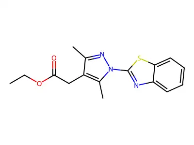 1H-Pyrazole-4-acetic acid, 1-(2-benzothiazolyl)-3,5-dimethyl-, ethyl ester structure