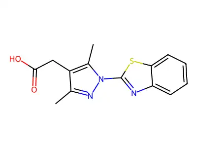 1H-Pyrazole-4-acetic acid, 1-(2-benzothiazolyl)-3,5-dimethyl- structure